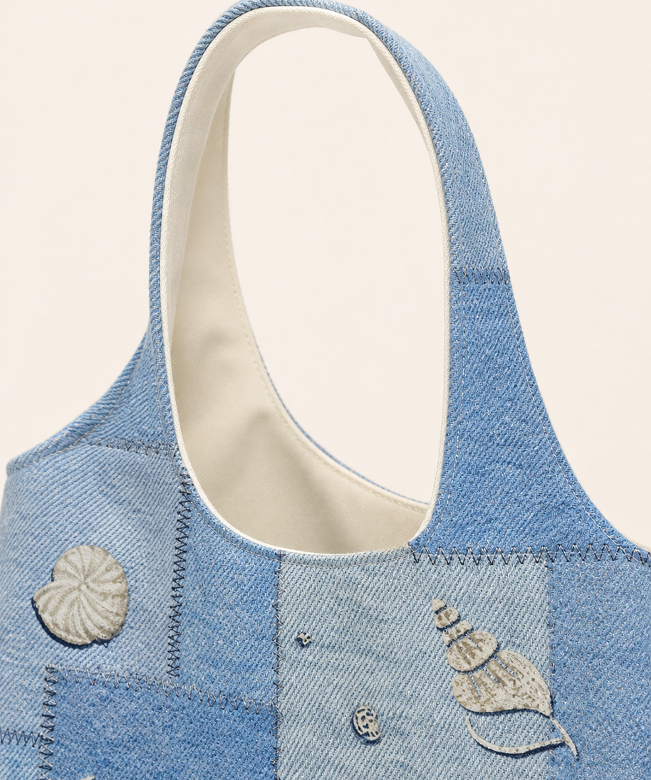 Sea Song Canvas Shoulder Bag — handle detail