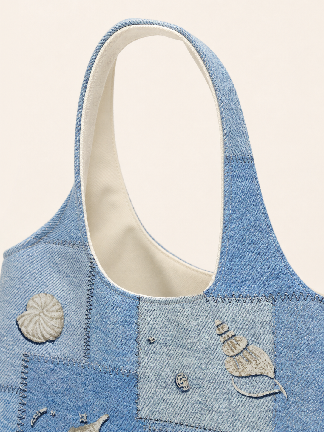 Sea Song Canvas Shoulder Bag — handle detail