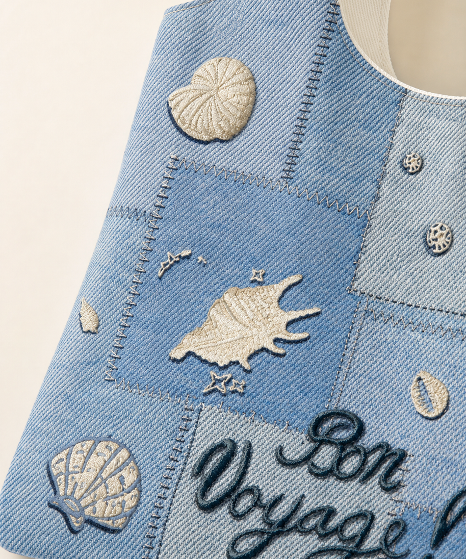 Sea Song Canvas Shoulder Bag — motif detail