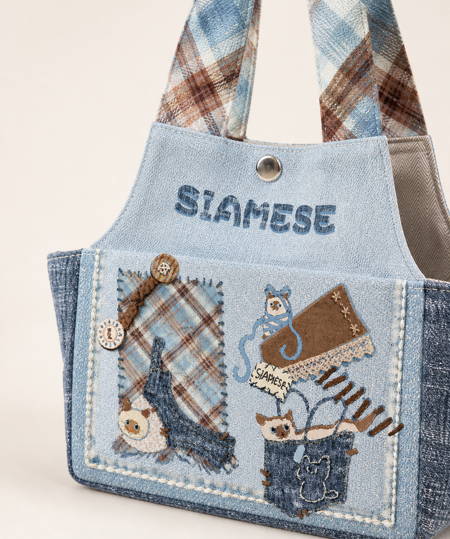 Siamese Corner Canvas Pet Carrier — artwork detail