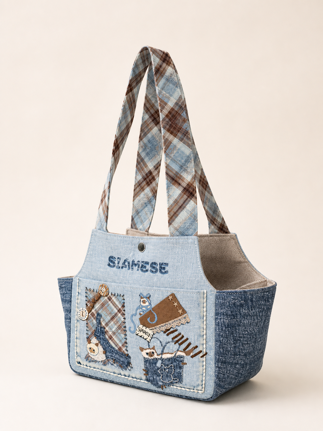 Siamese Corner Canvas Pet Carrier — back view
