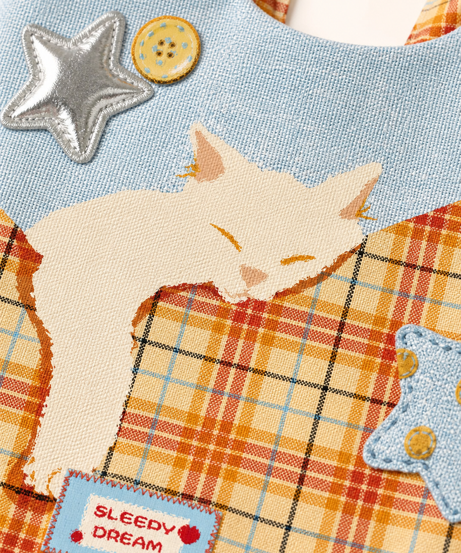 Sleepy Cat Canvas Shoulder Bag — artwork detail
