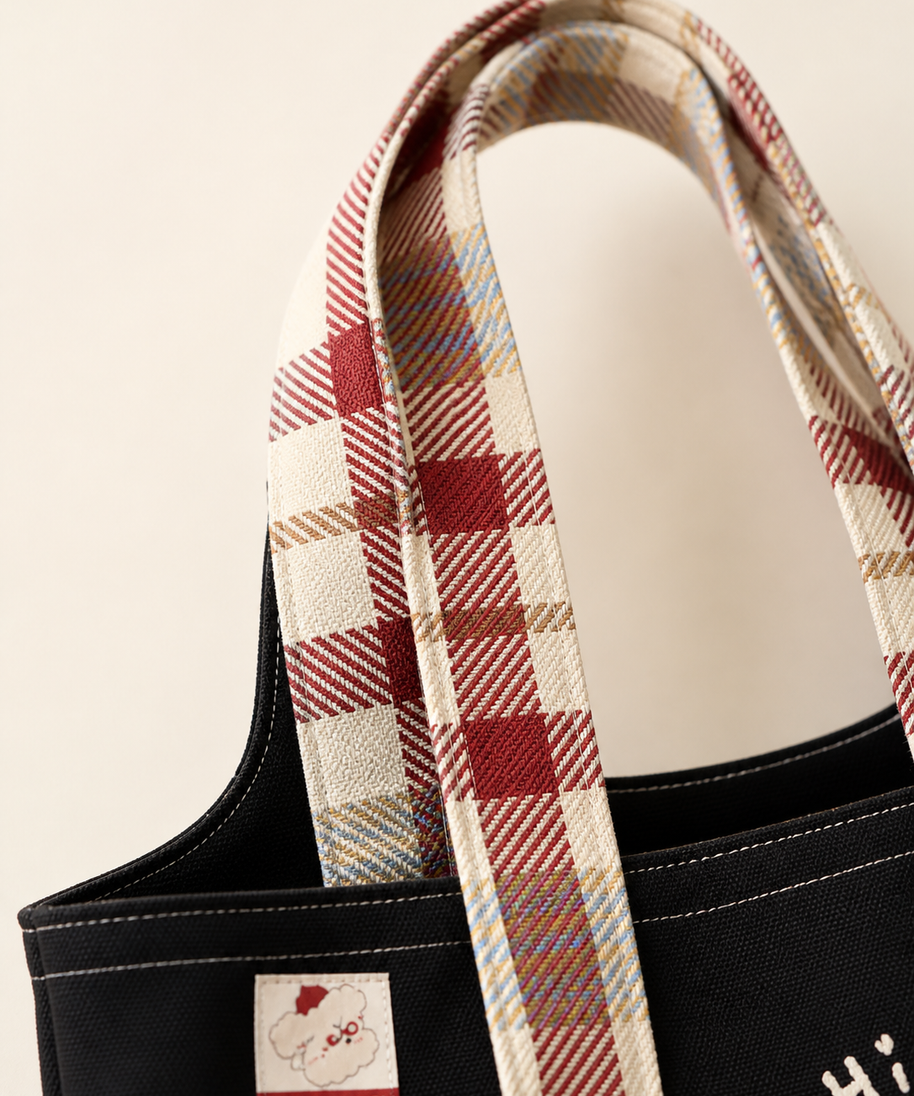 Sleepy Westie Canvas Shoulder Bag — handle detail
