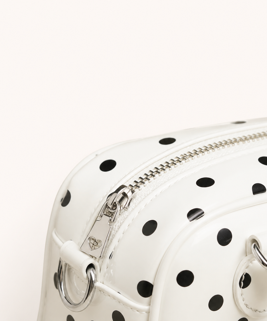 Spot Polka Dot Mini Bag — zipper detail