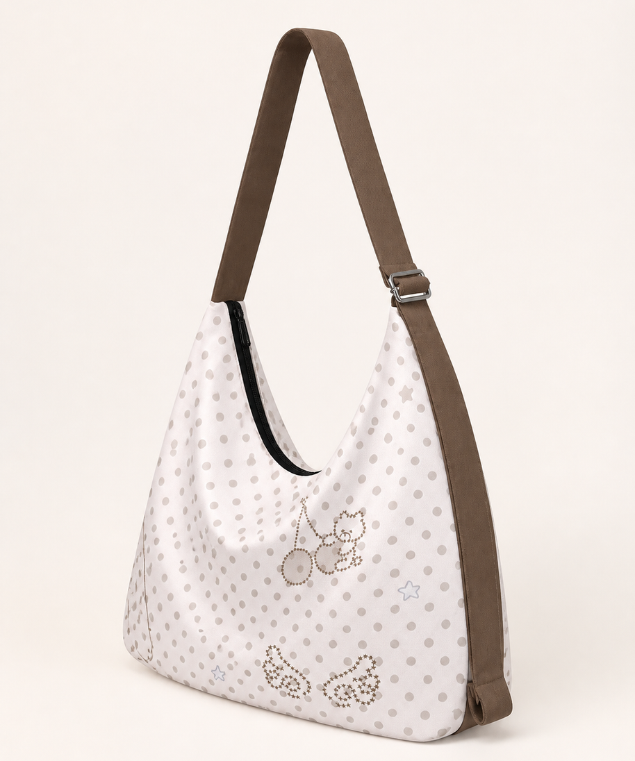 Star Dot Canvas Crossbody Bag — back detail