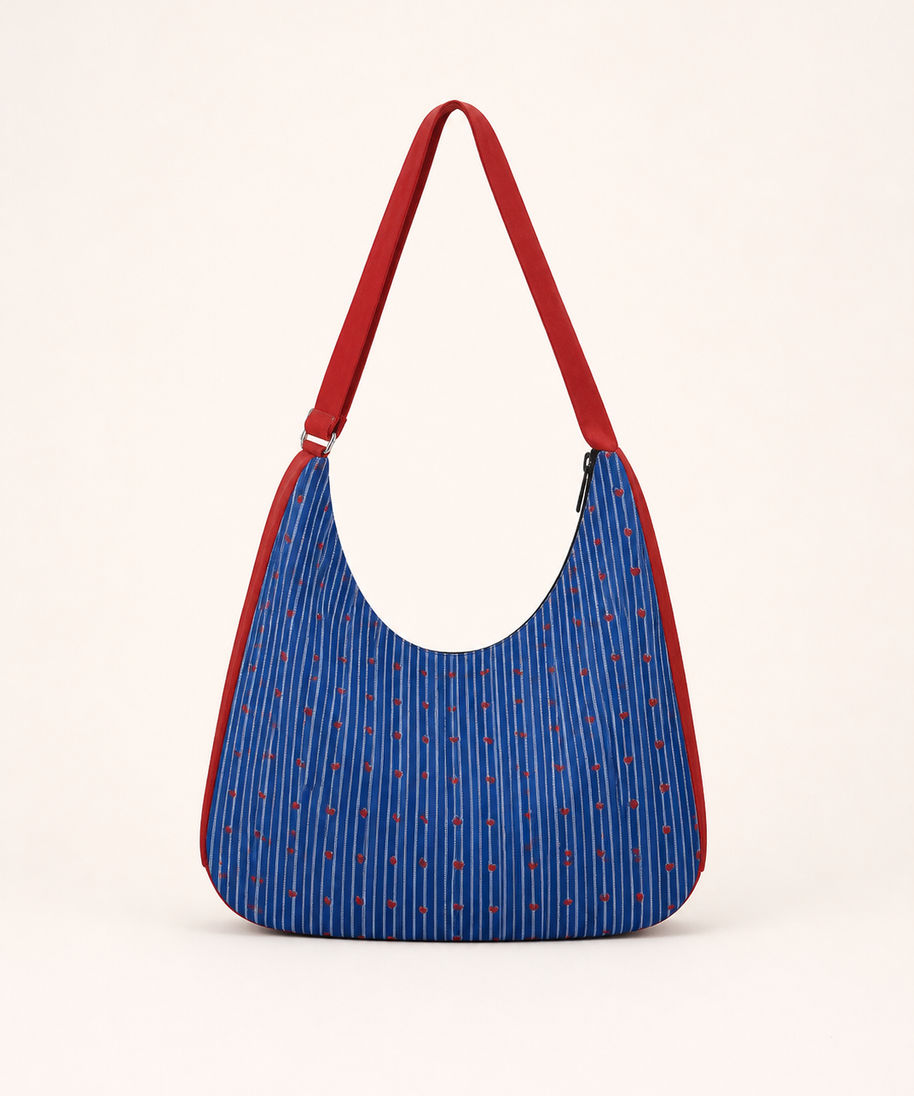 Strawberry Dot Canvas Crossbody Bag — back view