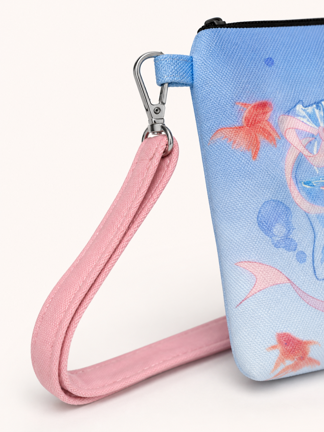 Summer Fish Canvas Phone Bag — strap detail