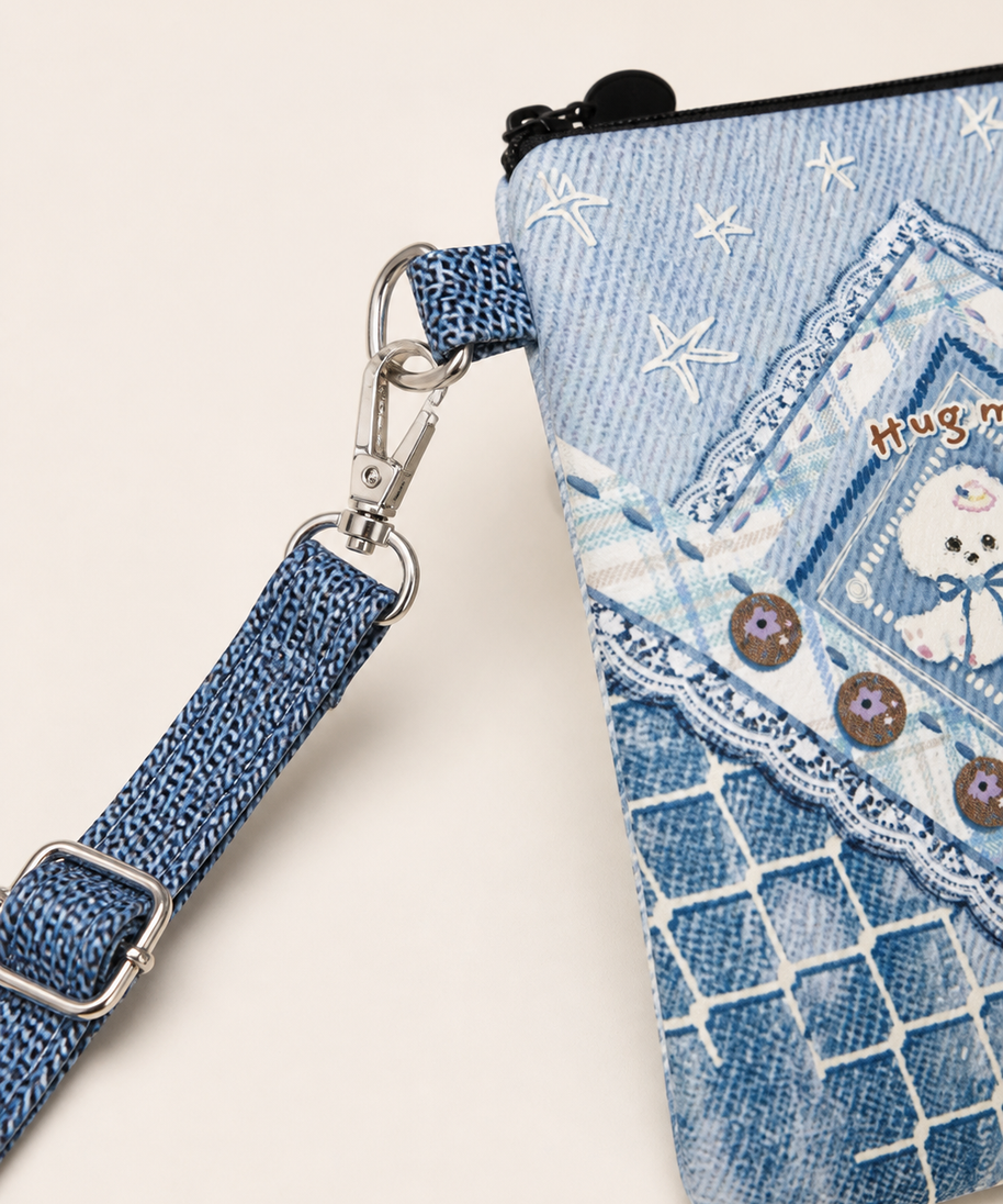 Tie-Dye Puppy Canvas Phone Bag — strap detail