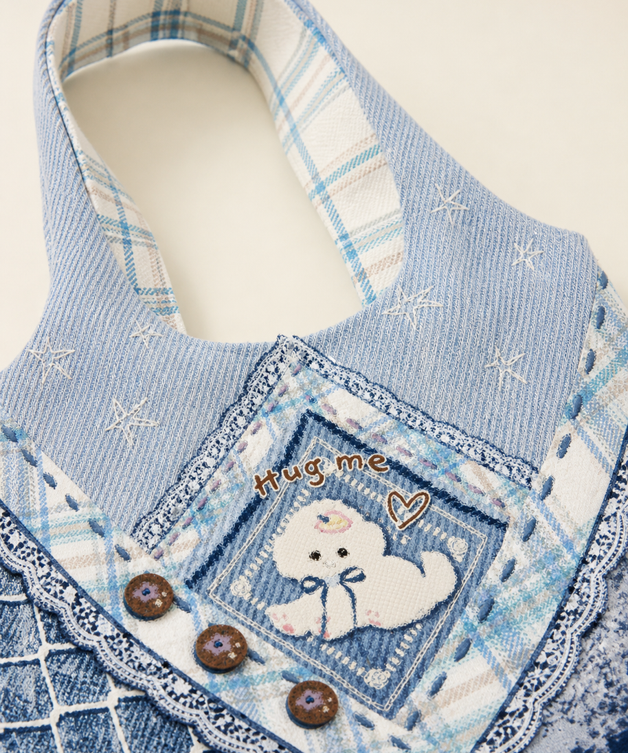 Tie-Dye Puppy Canvas Shoulder Bag — handle detail