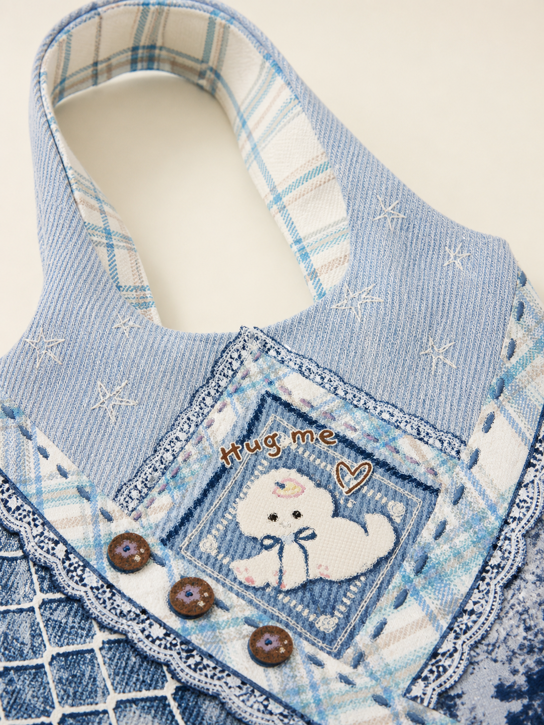 Tie-Dye Puppy Canvas Shoulder Bag — handle detail