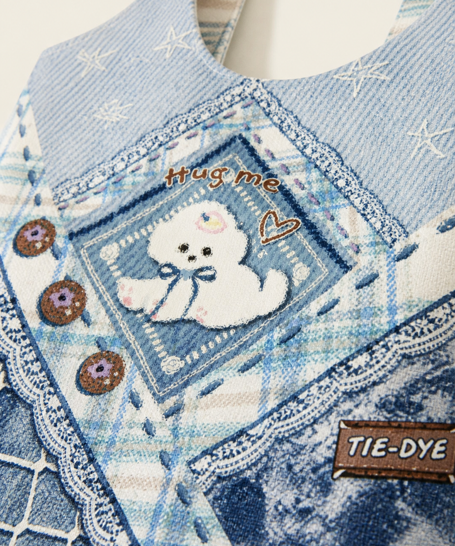 Tie-Dye Puppy Canvas Shoulder Bag — canvas detail