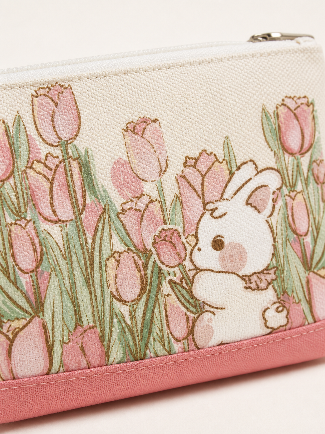 Tulip Field Canvas Coin Purse — canvas and base detail
