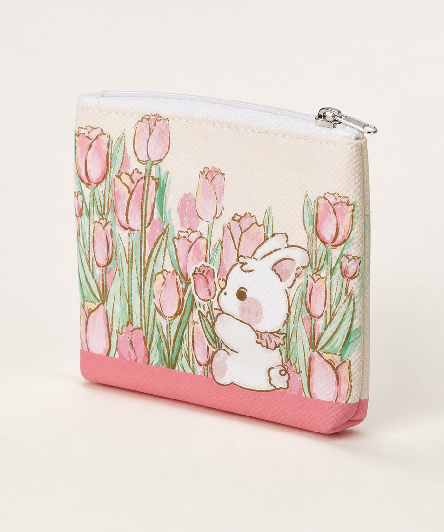 Tulip Field Canvas Coin Purse — back view