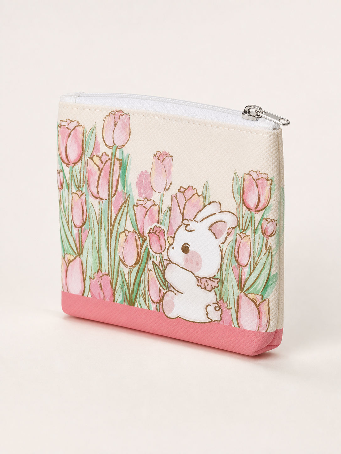 Tulip Field Canvas Coin Purse — back view