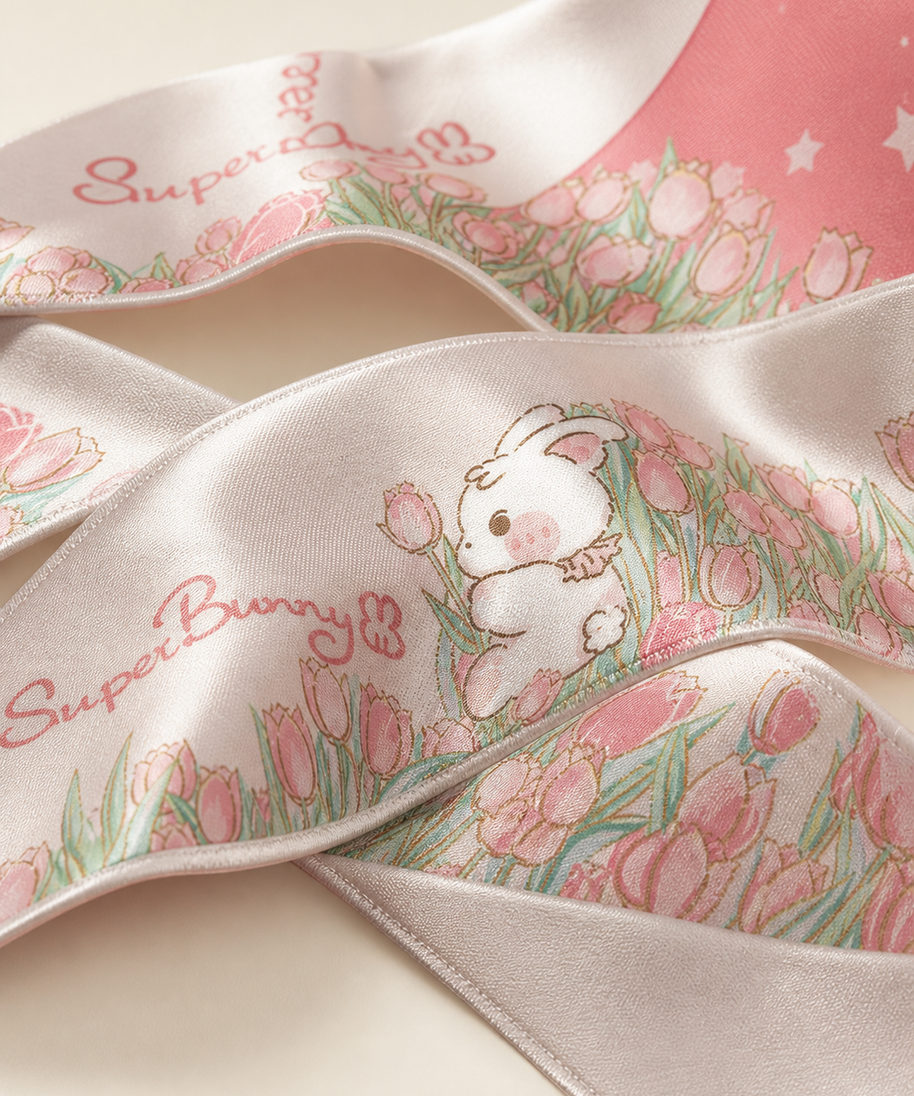 Tulip Field Silk Scarf — hem detail