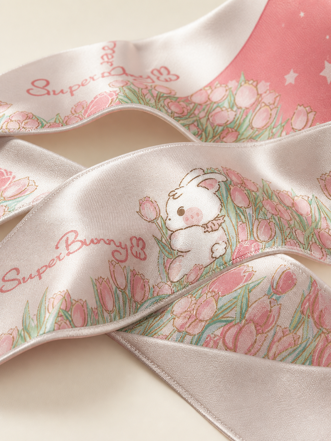 Tulip Field Silk Scarf — hem detail