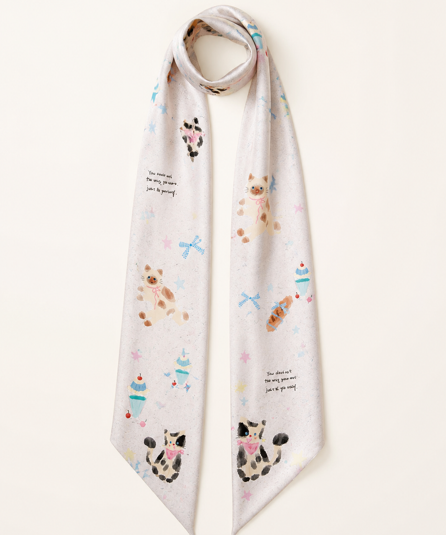 Watercolour Cat Silk Scarf — alternate view