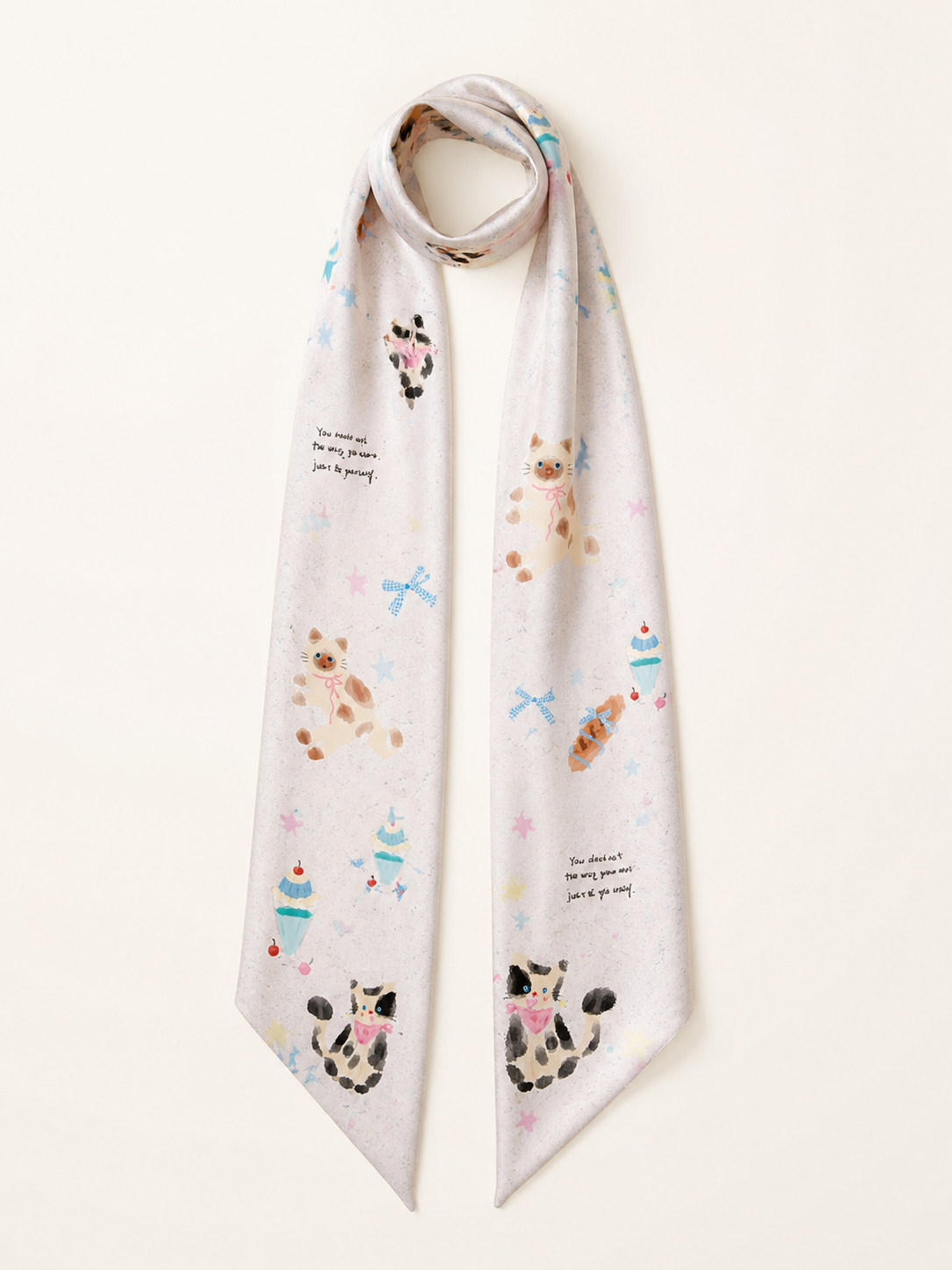 Watercolour Cat Silk Scarf — alternate view