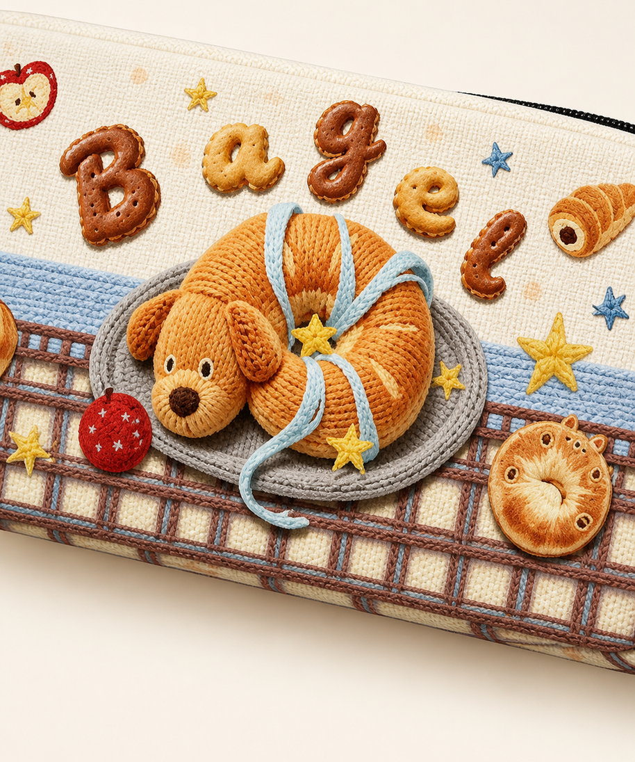 Wheat Puppy Canvas Box Pencil Case — artwork detail