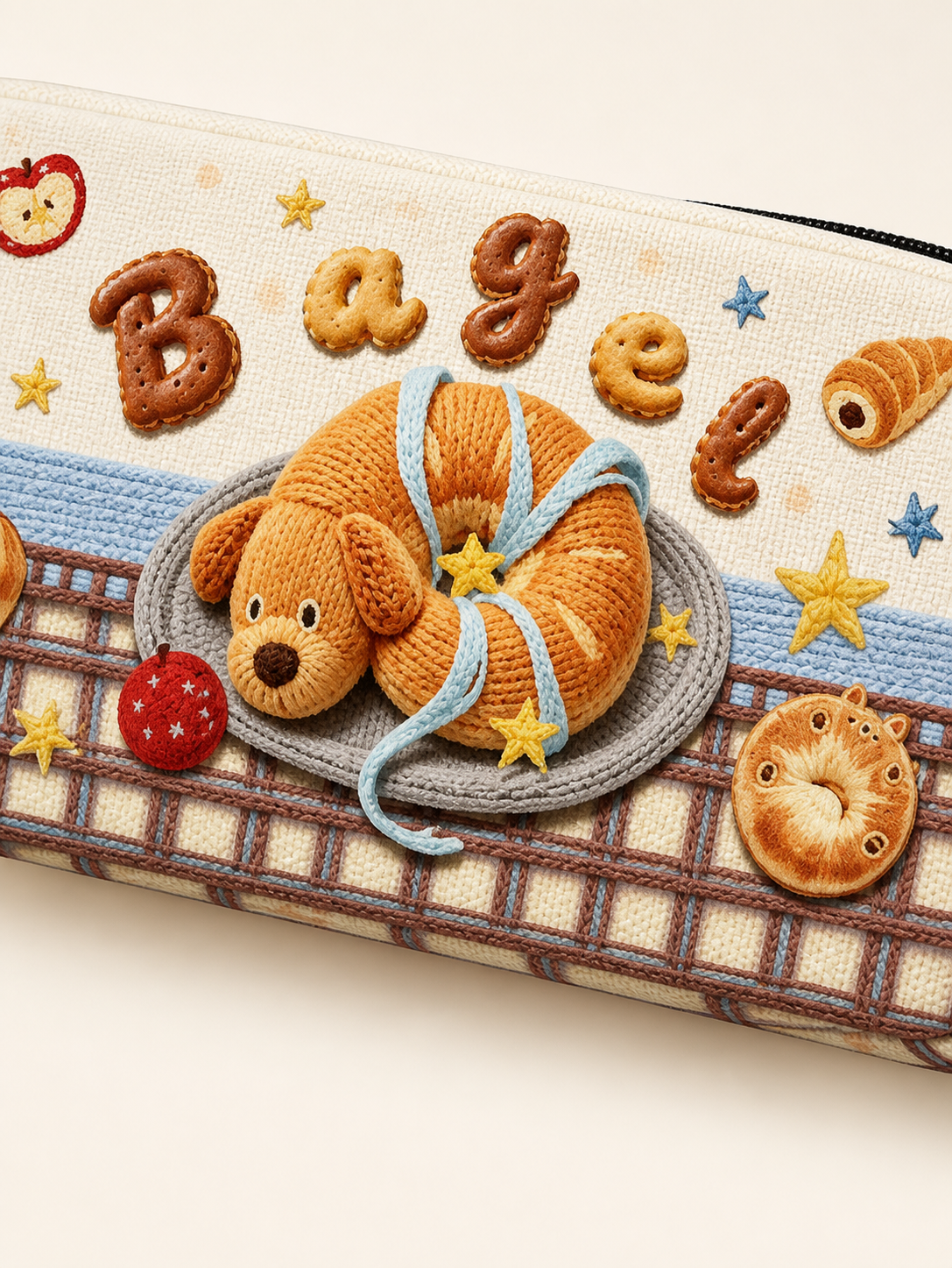 Wheat Puppy Canvas Box Pencil Case — artwork detail