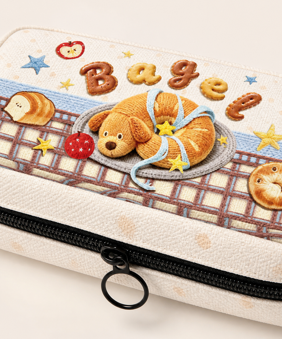 Wheat Puppy Canvas Box Pencil Case — canvas detail
