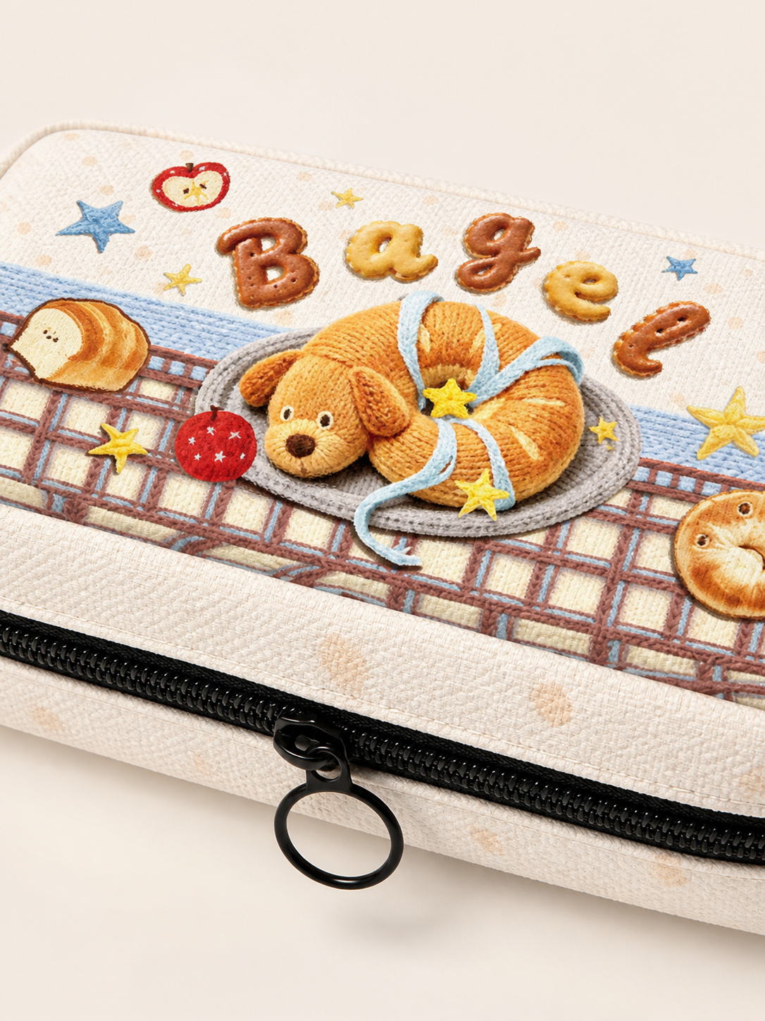 Wheat Puppy Canvas Box Pencil Case — canvas detail